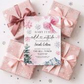 Pink Winter Baby Shower Invitation 招待状
