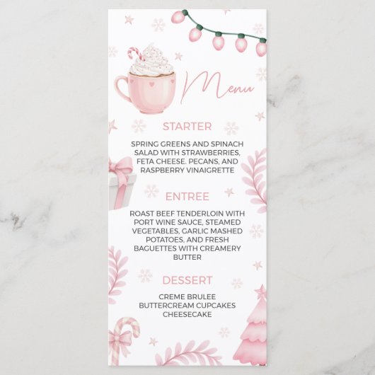 Pink Winter Baby Shower Menu メニュー (正面)