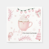 Pink Winter Baby Shower Napkin スタンダードカクテルナプキン (正面)