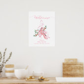 Pink Winter Ballerina Tutu Baby Shower Welcome ポスター (キッチン)