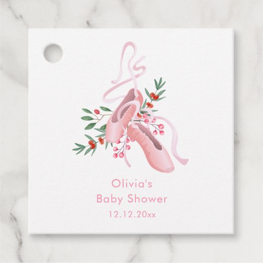 Pink Winter Ballerina Tutu Cold Baby Shower  フェイバータグ (正面)