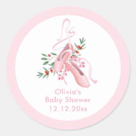 Pink Winter Ballerina Tutu Cold Baby Shower  ラウンドシール