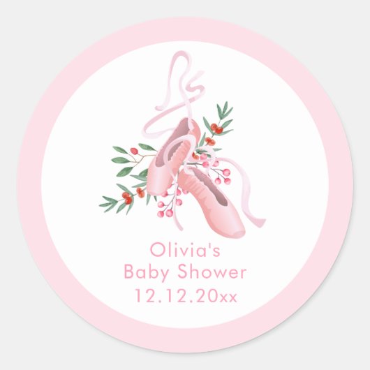Pink Winter Ballerina Tutu Cold Baby Shower  ラウンドシール (正面)