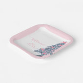 Pink Winter Bow Christmas Tree Baby Shower Welcome ペーパープレート (傾斜あり)