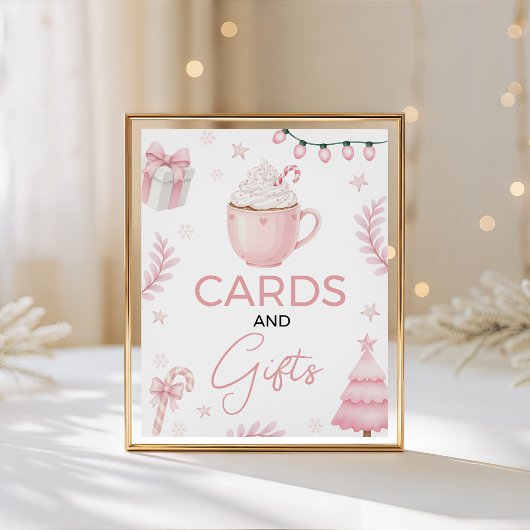 Pink Winter Cards and Gifts Baby Shower Sign 台座サイン