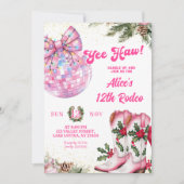 Pink Winter Christmas Cowgirl Birthday Rodeo  招待状 (正面)