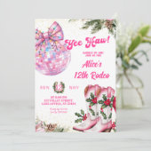 Pink Winter Christmas Cowgirl Birthday Rodeo  招待状 (スタンド正面)
