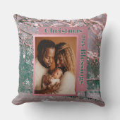 Pink Winter Christmas Family Photo クッション (正面)