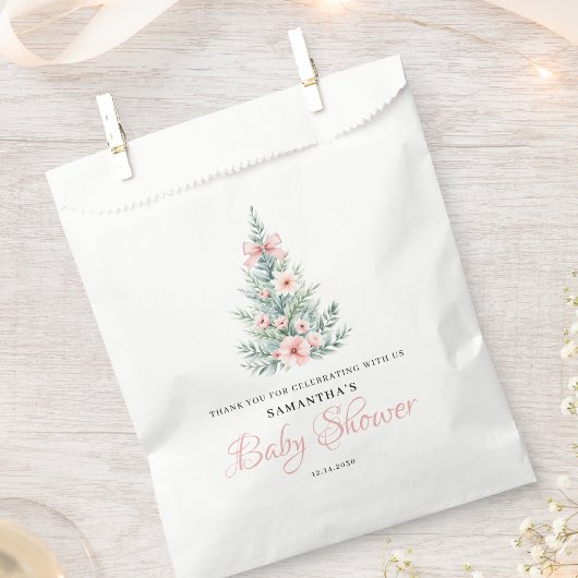 Pink Winter Christmas Girl Baby Shower フェイバーバッグ
