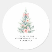 Pink Winter Christmas Girl Baby Shower Sticker ラウンドシール (正面)