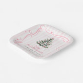 Pink Winter Christmas Tree Baby Shower ペーパープレート (傾斜あり)