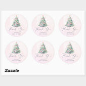 Pink winter Christmas tree baby shower thank you  ラウンドシール (シート)