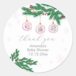 Pink Winter Clothes Ornaments Baby Shower  ラウンドシール