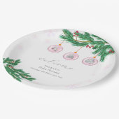 Pink Winter Clothes Ornaments Baby Shower Welcome  ペーパープレート (アングル)