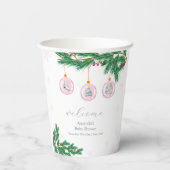 Pink Winter Clothes Ornaments Baby Shower Welcome  紙コップ (裏面)