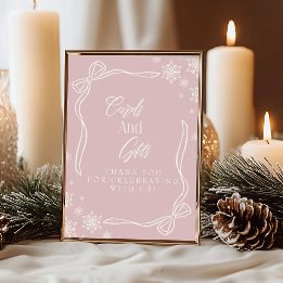 Pink Winter Coquette Cards and Gifts Table Sign  招待状