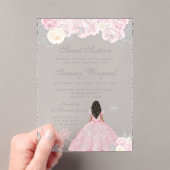 Pink Winter Dark Skin Princess Sweet Sixteen アクリル招待状 (インサイチュ (ポータブル))