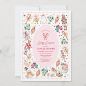 Pink Winter Girl Baby Shower Invitation 招待状 (正面)