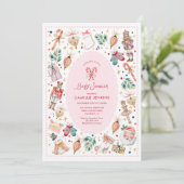 Pink Winter Girl Baby Shower Invitation 招待状 (スタンド正面)