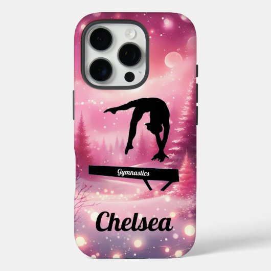 Pink Winter Gymnastics Balance Beam Custom Holiday Case-Mate iPhoneケース (裏面)