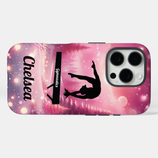 Pink Winter Gymnastics Balance Beam Custom Holiday Case-Mate iPhoneケース (裏面 (横))
