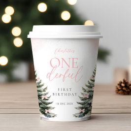 Pink Winter Onederland 1st Birthday 紙コップ