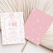 Pink Winter Onederland Birthday Party  招待状