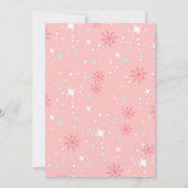 Pink Winter Onederland Silver Glitter 1st Birthday 招待状 (裏面)