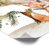 Pink winter onederland woodland welcome sign ポスター (角)