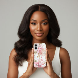 Pink Winter Poinsettia Floral iPhone Case | 16ケース