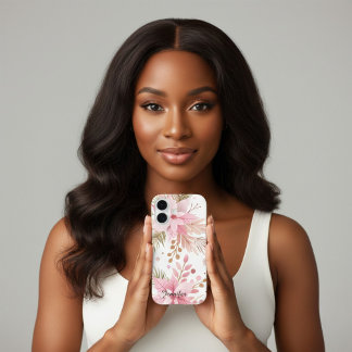 Pink Winter Poinsettia Floral iPhone Case | 16ケース