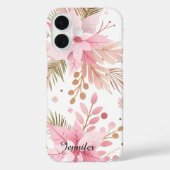 Pink Winter Poinsettia Floral iPhone Case | Case-Mate iPhoneケース (裏面)