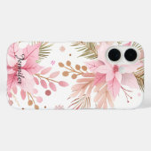 Pink Winter Poinsettia Floral iPhone Case | Case-Mate iPhoneケース (裏面 (横))