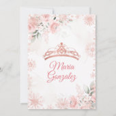 Pink Winter Rose Gold Floral Sweet 16 Birthday 招待状 (裏面)