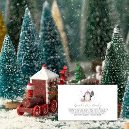 Pink Winter Skate Penguin Books for Baby Shower  エンクロージャーカード