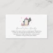 Pink Winter Skate Penguin Books for Baby Shower  エンクロージャーカード (正面)