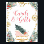 Pink Winter Sleigh Cards and Gifts Poster ポスター<br><div class="desc">Pink Winter Sleigh Cards and Gifts Poster</div>