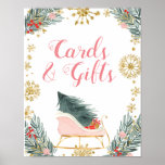 Pink Winter Sleigh Cards and Gifts Poster ポスター<br><div class="desc">Pink Winter Sleigh Cards and Gifts Poster</div>