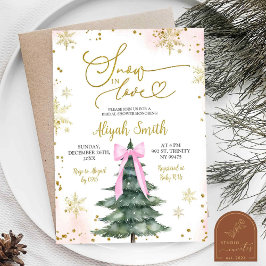 Pink Winter Snow in Love Bridal Shower 招待状