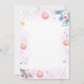 Pink Winter Snowflake Floral Baby Shower  サンキューカード (裏面)