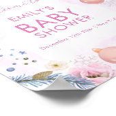 Pink Winter Snowflake Floral Baby Shower Welcome  ポスター (角)