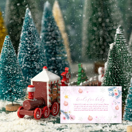 Pink Winter Snowflake Floral Books Baby Shower  エンクロージャーカード