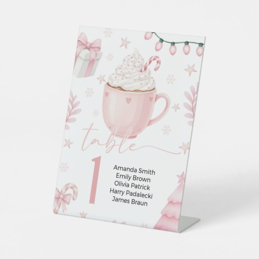Pink Winter Table Number Card 台座サイン (正面)