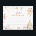 Pink Winter Tea Party Baby Shower Advice For Mom エンクロージャーカード<br><div class="desc">Baby Is Brewing Pink Winter Tea Party Baby Shower Advice for Mommy to Be Card
Customize with your own text!</div>