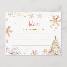 Pink Winter Tea Party Baby Shower Advice For Mom エンクロージャーカード