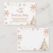 Pink Winter Tea Party Baby Shower Books for Baby エンクロージャーカード (正面/裏面)