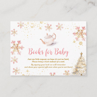 Pink Winter Tea Party Baby Shower Books for Baby エンクロージャーカード