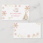 Pink Winter Tea Party Baby Shower How Many Candies エンクロージャーカード (正面/裏面)
