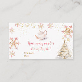 Pink Winter Tea Party Baby Shower How Many Candies エンクロージャーカード