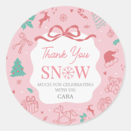 Pink Winter Wonderland First Birthday ラウンドシール